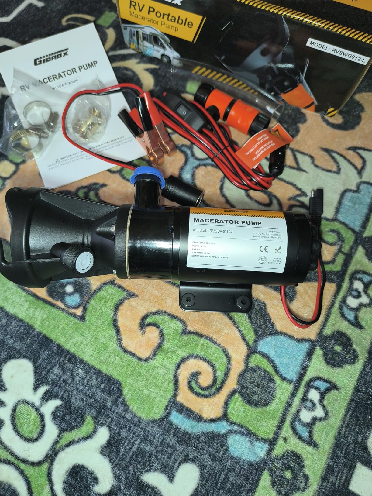 12V RV Portable Macerator Pump, 12GPM Self-Priming Sewage Quick Grinder Pump, Suction 3.5 Feet Lift 10 Feet Waste Pumps for RV Camper Boat Kitchen customer photo 2