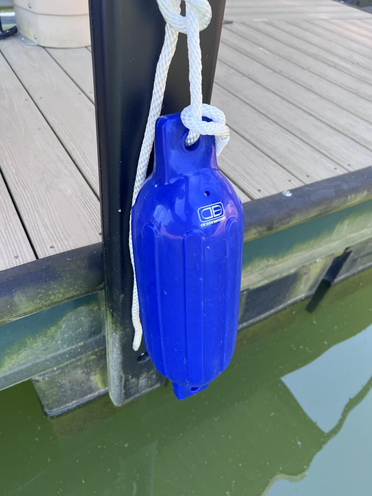 OCEANBROAD Boat Fenders 4 Pack, Inflatable Ribbed Boat Bumpers for Docking with 4 Ropes, Pump & Needles, PVC Fenders, Reinforced Dual Eyelets for Vertical/Horizontal Hanging, UV Resistant customer photo 1