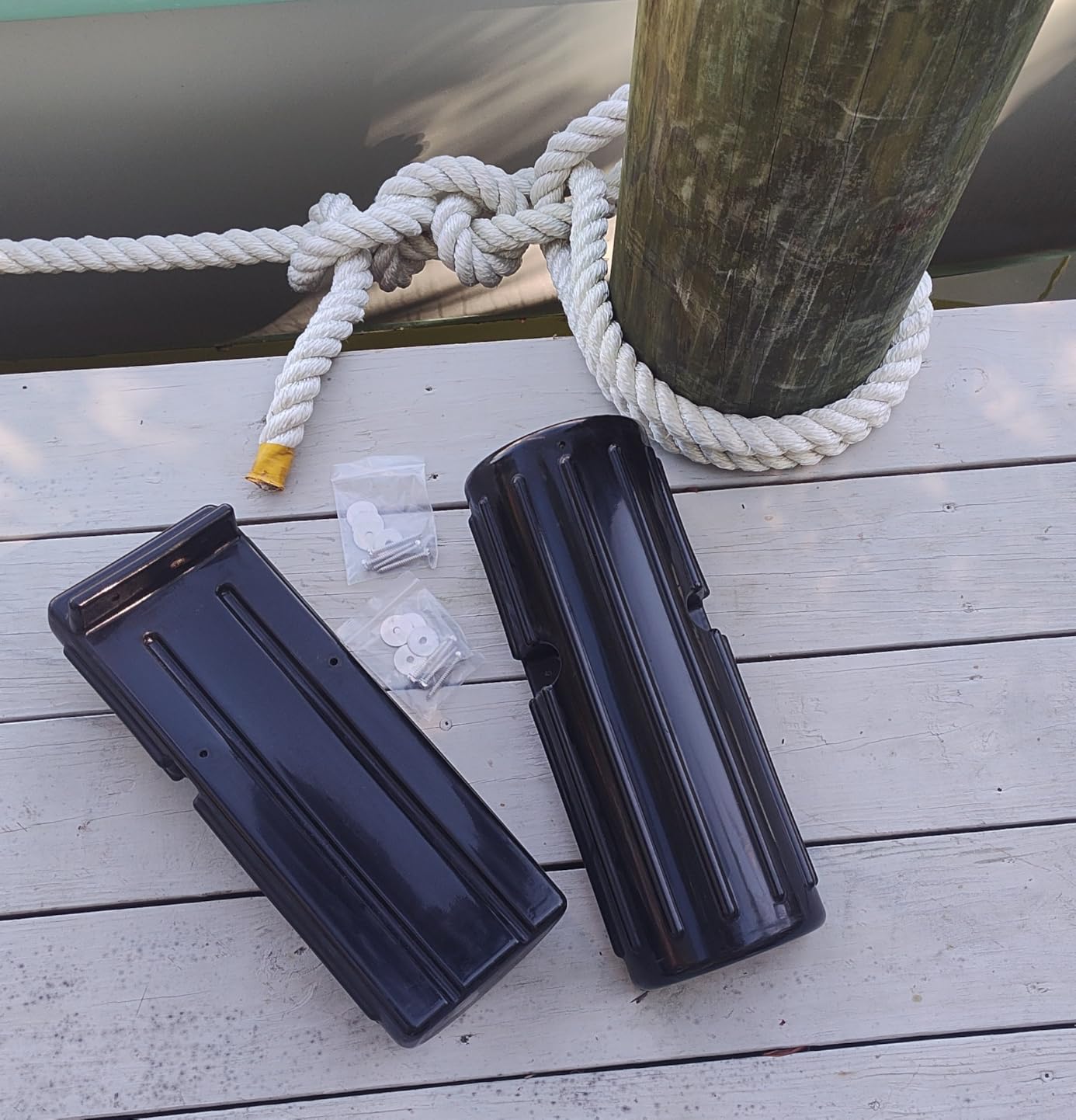 OCEANBROAD Boat Bumpers for Docking, Boat Dock Bumpers for Edge & Side, Marine Fender Guard with Stainless Steel Hardware, UV-Resistant PVC, Vertical Dock Protection for Straight Edge Installation customer photo 1
