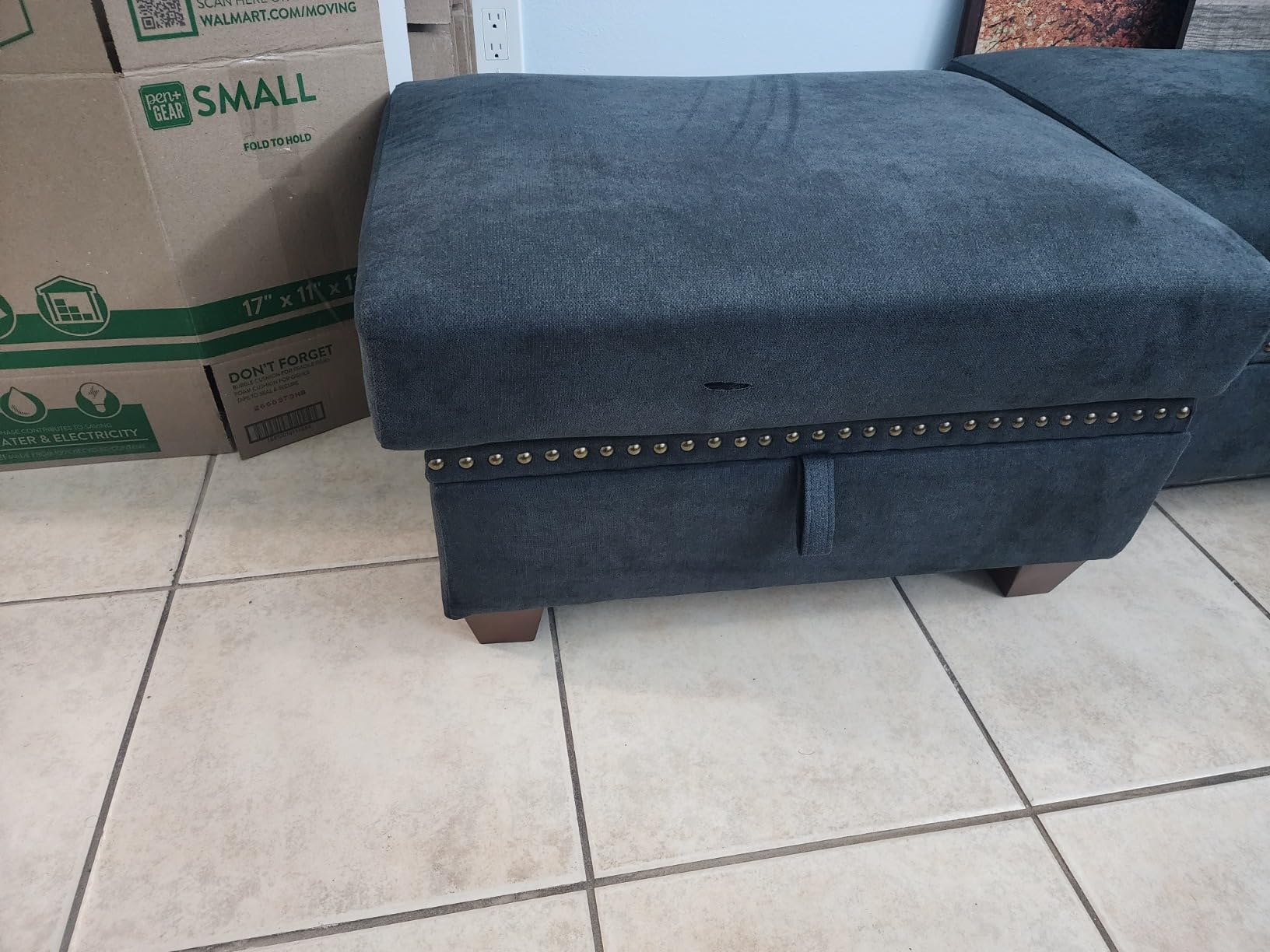 JAMFLY Convertible L-Shaped Sectional Sofa with Reversible Storage Ottoman, 3-Seat Couch with Side Pockets, Modern Compact Furniture for Small Apartments, Studios & Lofts, Black customer photo 2