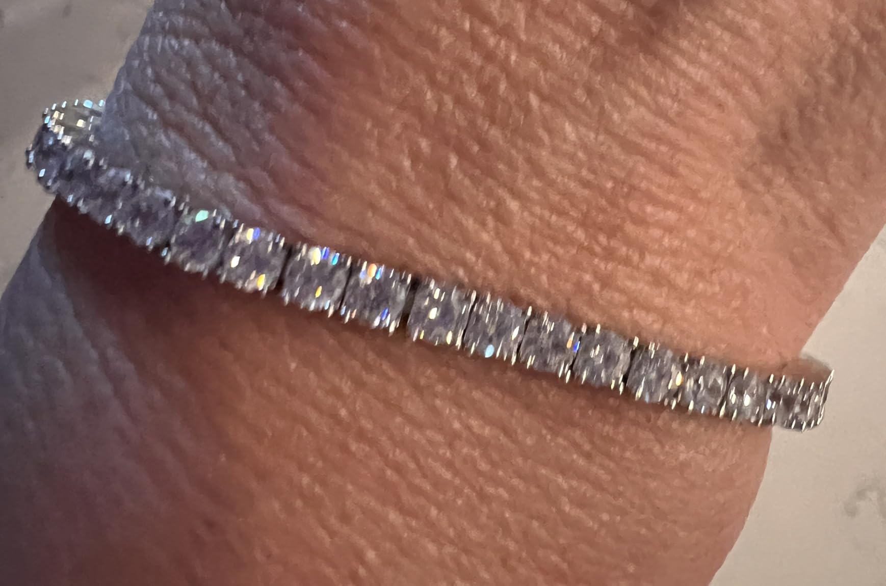 Haqptul 18K Gold/Sterling Silver Plated Tennis Bracelet for Women Men Cubic Zirconia White Gold Diamond 3mm Size 6.5-7.5 Inch customer photo 1