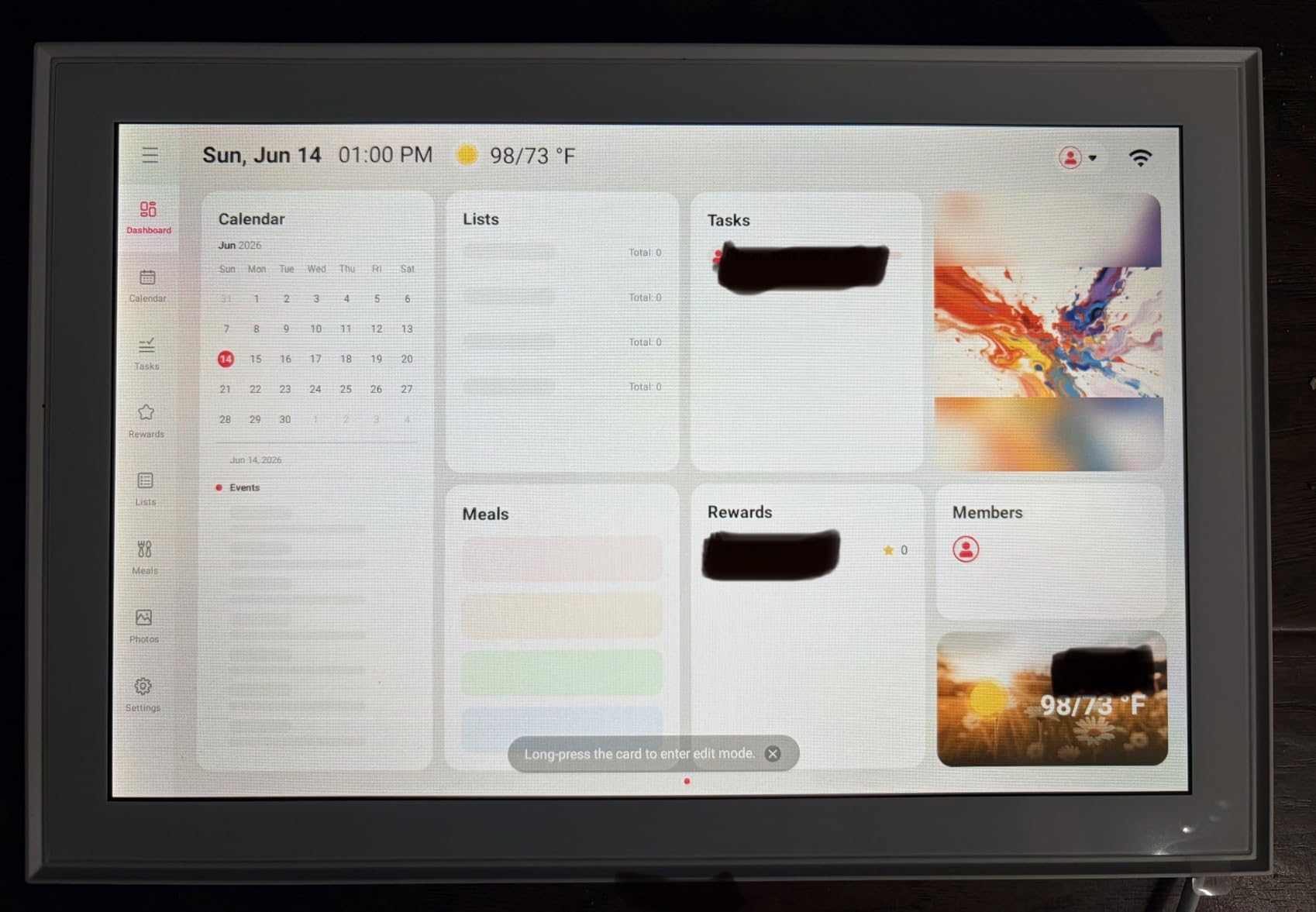 Digital Calendar 15.6 Inch - Smart Chore Chart & Wall Planner, No Subscription Electronic Calendar for Family, Meals, Photo Display, Wall/Desk Mount, Touch Screen customer photo 1