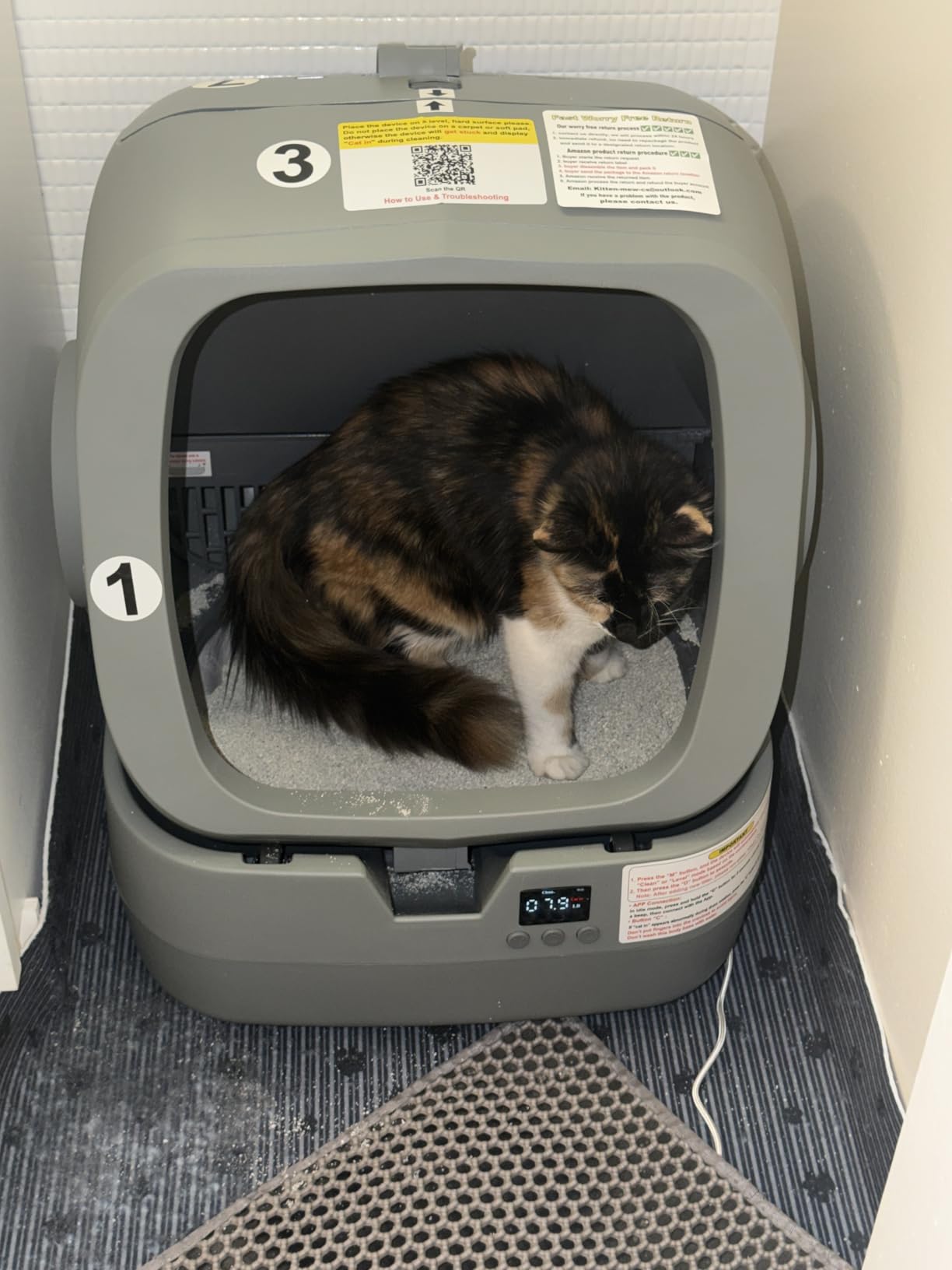 UPFAS Automatic Cat Litter Box Self Cleaning - APP Control - Weight Monitoring - Ultra-Quiet, Medium Cats and Kittens Litter Box, Safe Anti-Pinch[Assembly Required]- Grey customer photo 1