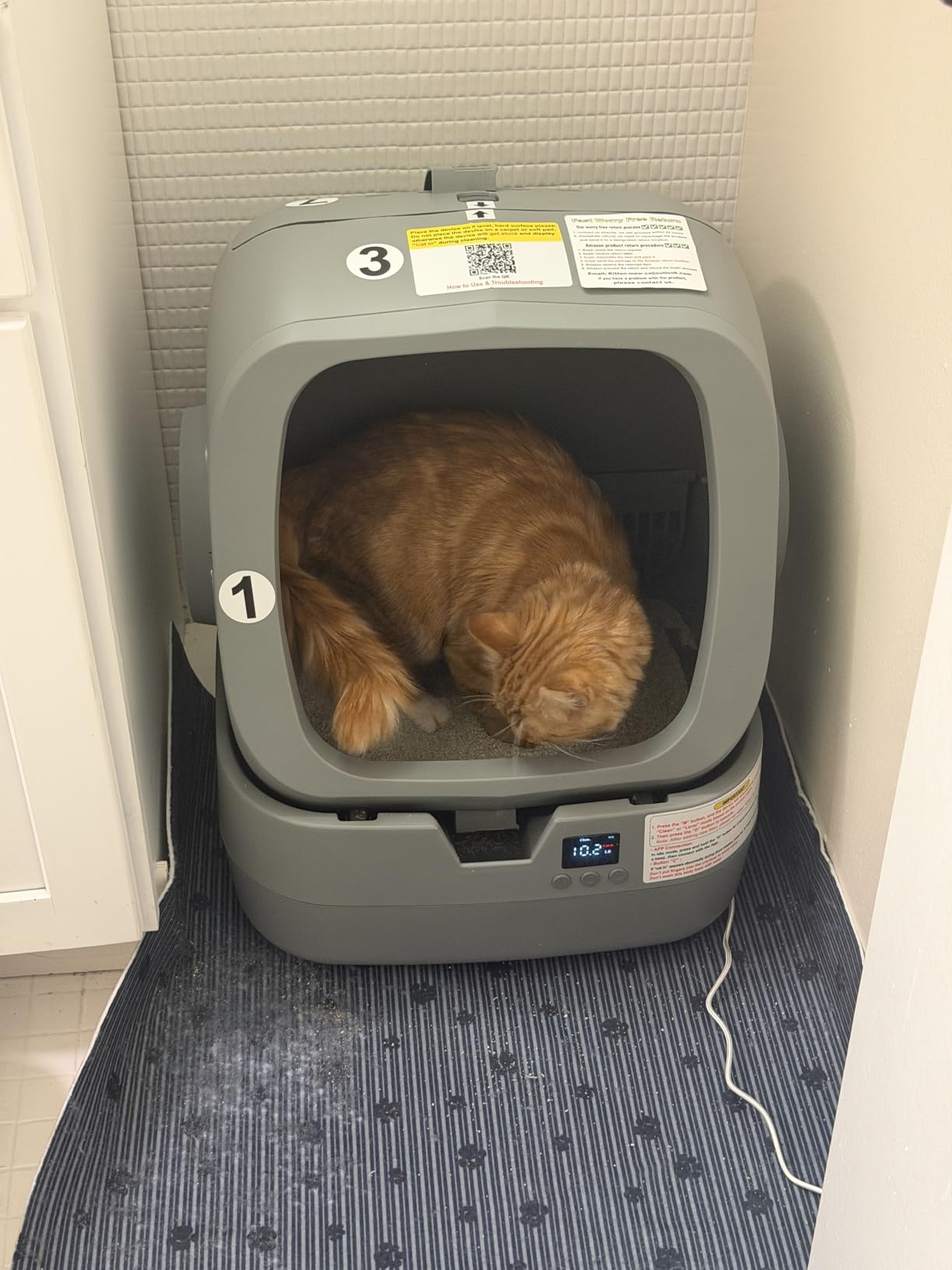 UPFAS Automatic Cat Litter Box Self Cleaning - APP Control - Weight Monitoring - Ultra-Quiet, Medium Cats and Kittens Litter Box, Safe Anti-Pinch[Assembly Required]- Grey customer photo 2