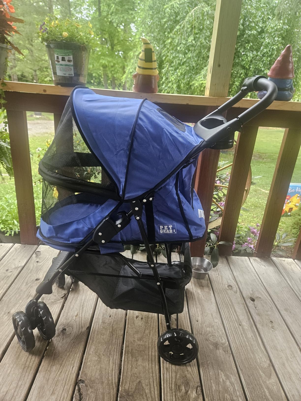 Pet Gear No-Zip Happy Trails Pet Stroller for Cats/Dogs, Zipperless Entry, Easy Fold with Removable Liner, Storage Basket + Cup Holder, Caribbean Blue customer photo 1