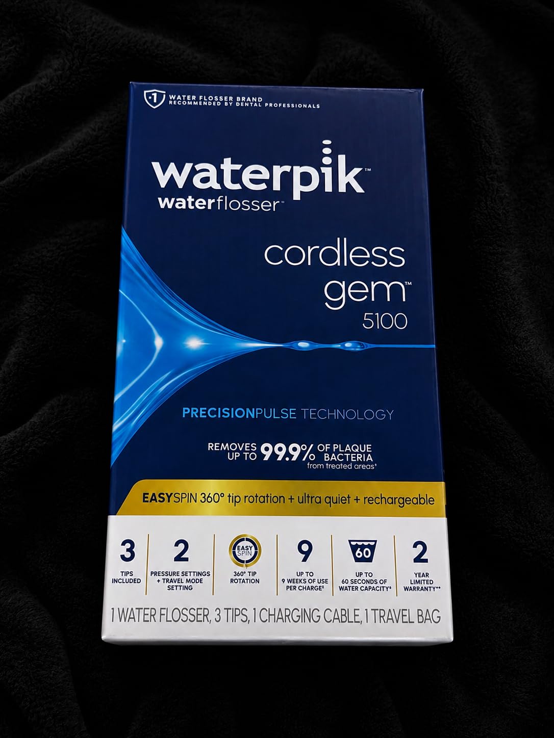 Cordless Gem Water Flosser 5100 for Travel and Home, Rechargeable, Portable, Waterproof for Shower, Daily Gum Care, Cleaning Teeth, Braces, Implants, 3 Flossing Tips, ADA Accepted White WF-27 customer photo 1