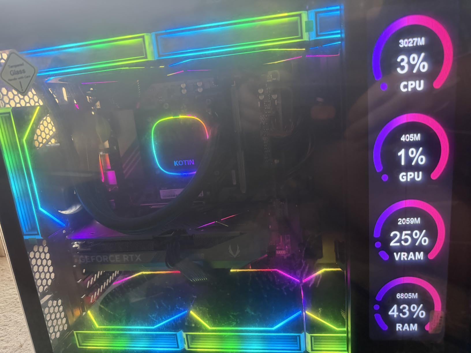 KOTIN G60B Prebuilt Gaming PC, GeForce RTX 5070 12GB GDDR7, AMD Ryzen 7 9700X, 32GB DDR5 6000MHz, 1TB PCIe 4.0 SSD, 360mm Liquid Cooler, 11.3 Inch Smart Display, WiFi 7, ARGB Tower for 4K Gaming customer photo 2