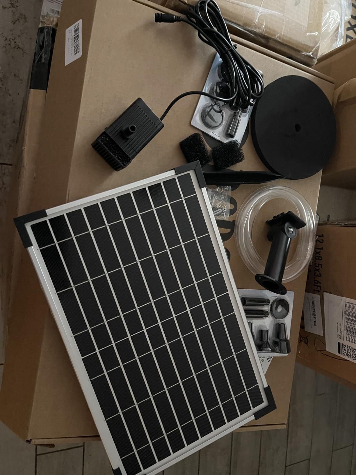 POPOSOAP Solar Fountain Pump, 12W Solar Water Pump Kit with 4400mAh Battery Backup Work All Day, 8 Nozzles & PVC Tubing, Solar Pond Pump for Bird Bath Garden Pond Fish Tank P112D customer photo 1