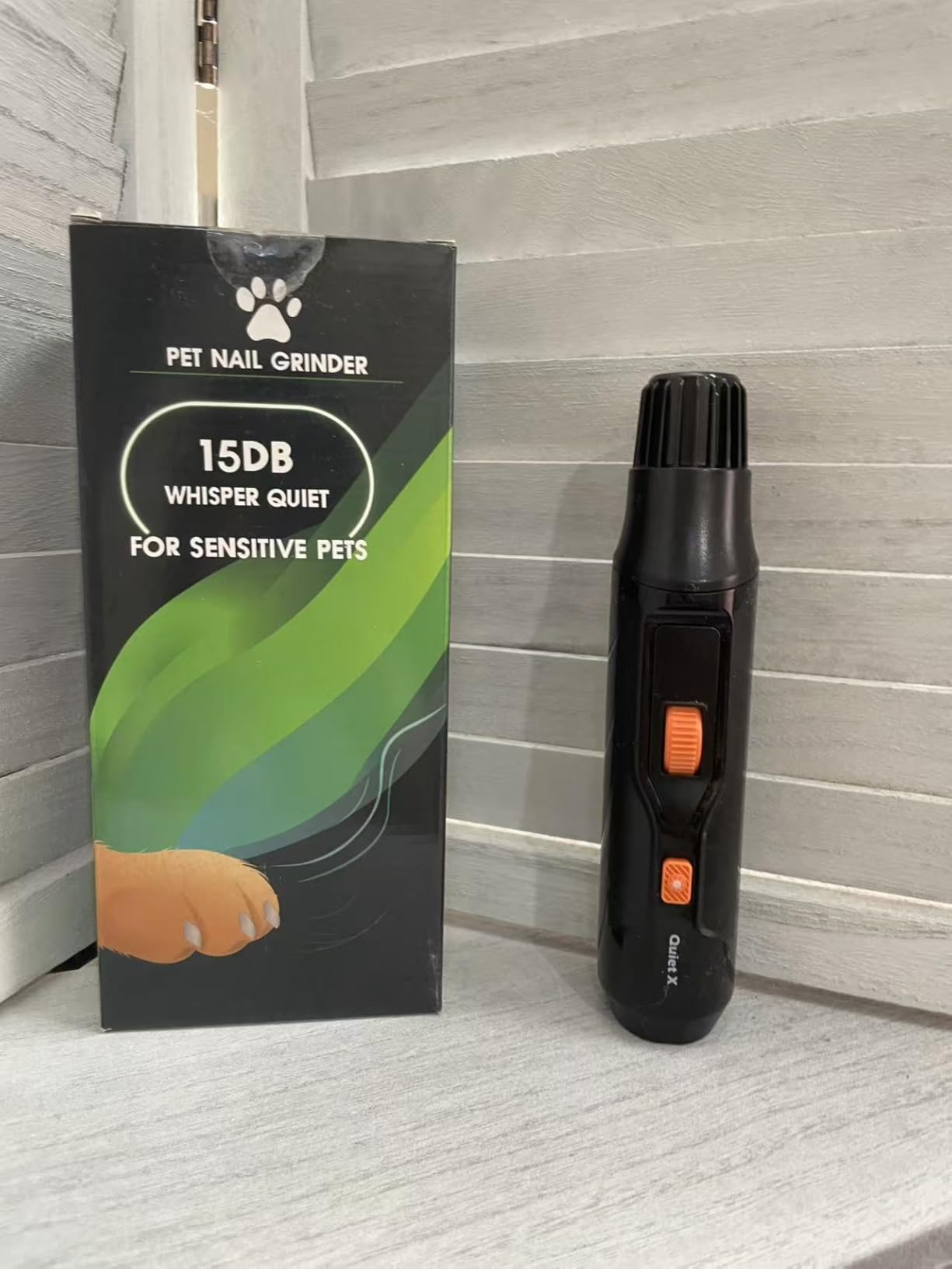 Quiet X 20dB Whisper-Quiet Dog Nail Grinder, No Vibration, 16000 RPM Constant Power Dog Nail Trimmer, Dual LED Lights, 7-Speed, Soothing Low Frequency Sound, for Small Medium Large Dogs customer photo 1