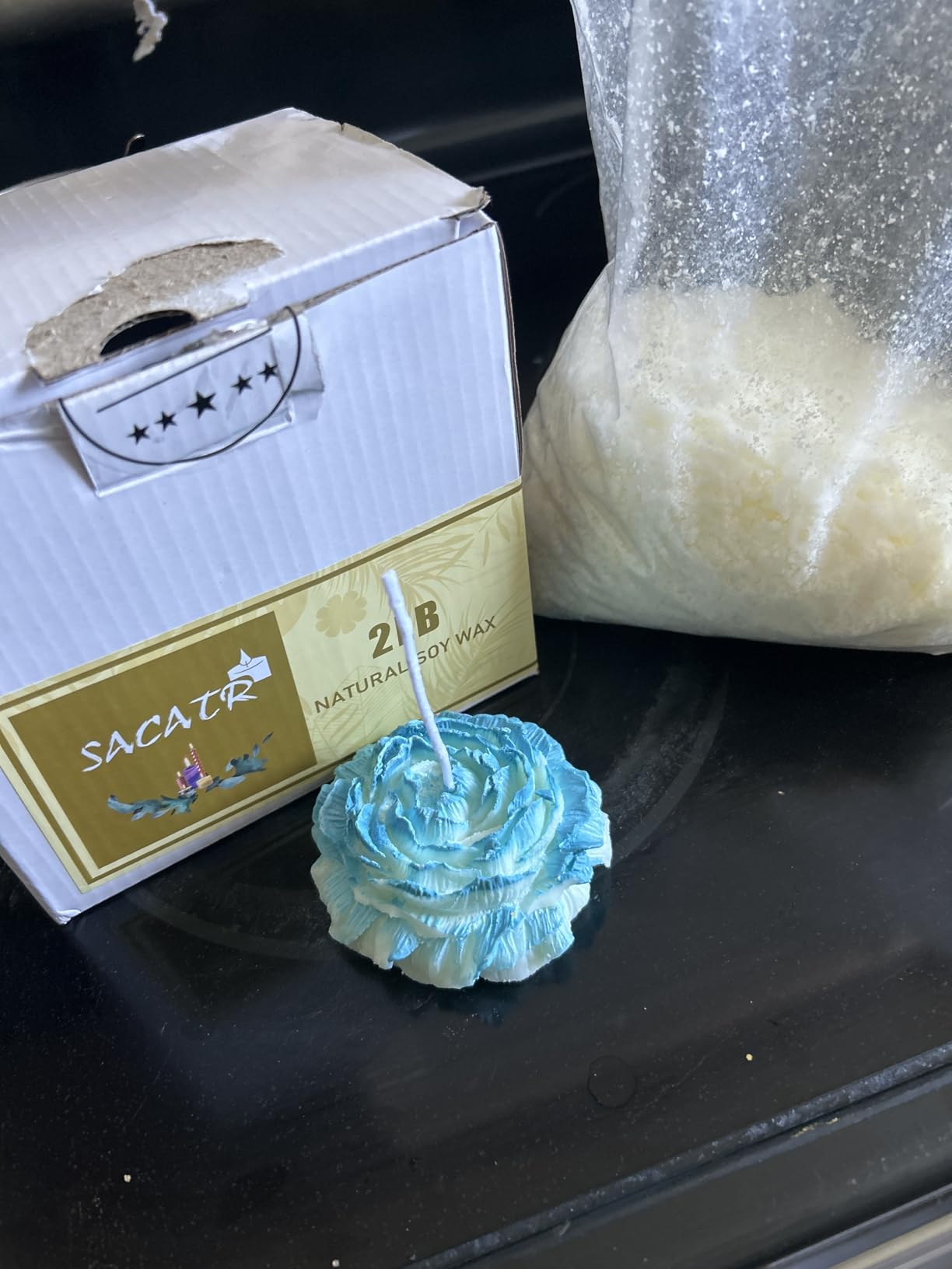 SACATR 5LB Soy Wax Candle Making Kit, Natural 100% Soy Wax for Candle Making, with Essential Oils, Raw Crystals, Dried Flowers, Wicks, Candle Making Supplies for DIY Scented Candles customer photo 2