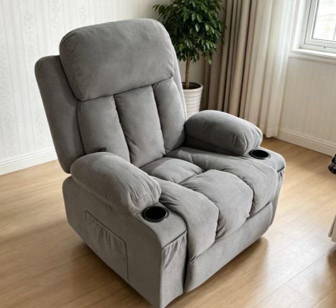 MAHOMICO Swivel Rocker Recliner Chair with Vibration Massage and Heat for Living Room, with Rocking Function and USB Charge Port, 2 Cup Holders customer photo 1