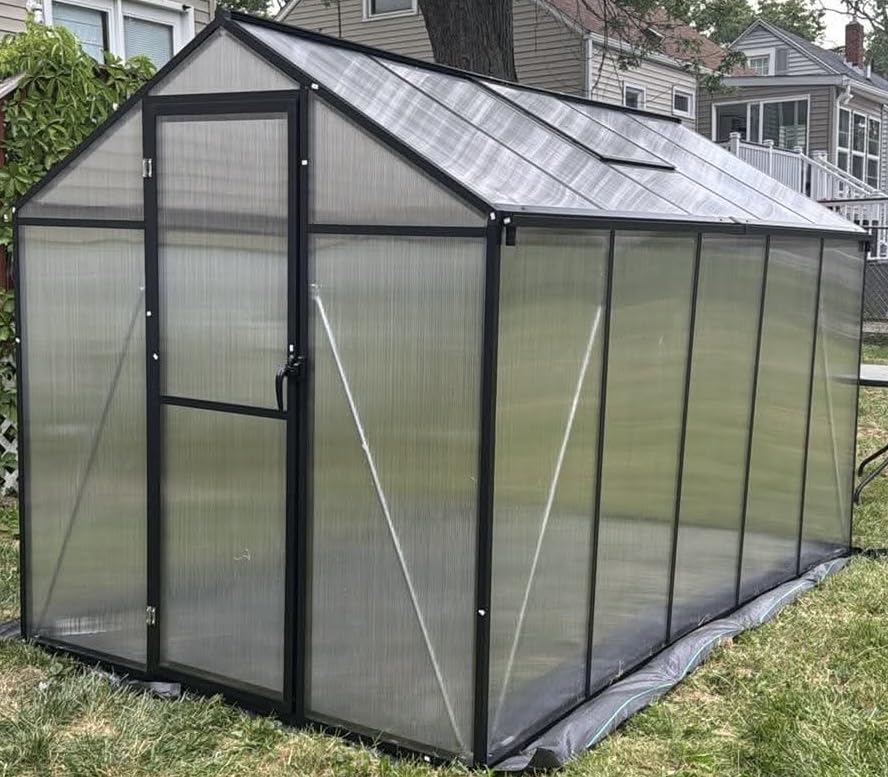 Garvee 6 x 10 FT Greenhouse, Greenhouses for Outside, Polycarbonate Greenhouse with Aluminum Frame, Lockable Door and Adjustable Roof Vent for Backyard customer photo 1