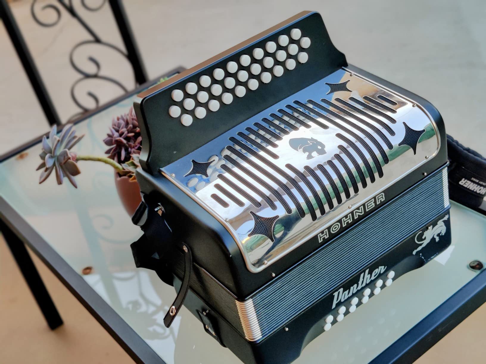 Hohner Panther G/C/F 3-Row Diatonic Accordion - Black customer photo 1