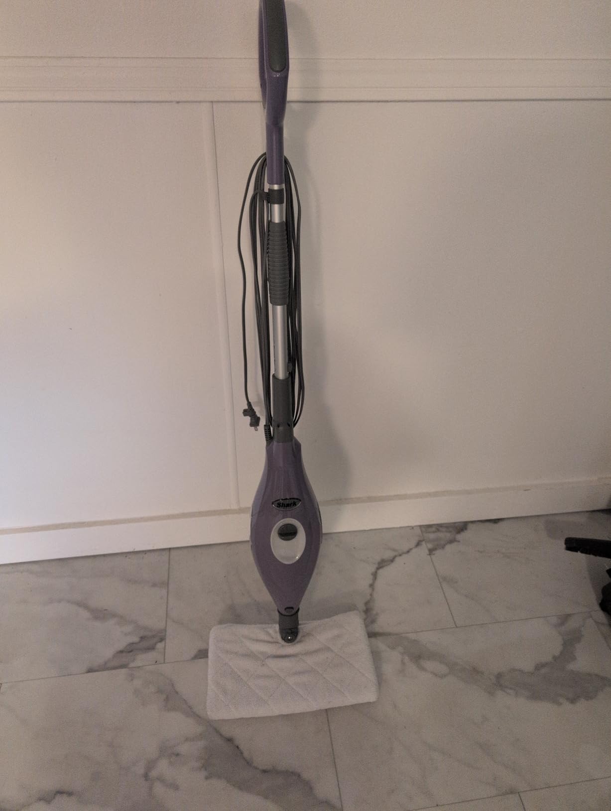 Shark Steam Pocket Mop S3501 with 2 Washable Double-sided Pads, Steam Sanitization, Swivel Steering, Lightweight, Steam Cleaner for Sealed Hard Floors, Hardwood, Marble, Tile, Purple customer photo 1