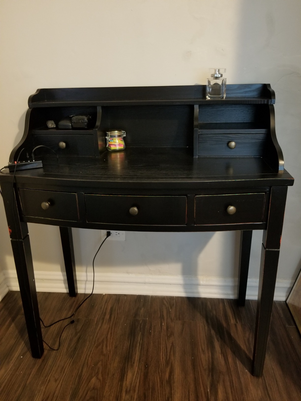 SAFAVIEH Furniture - Landon 5-Drawer Writing Desk - Black - Solid Wood - Classic Hutch Design - Ideal for Home Office, Living Room, Den, 36.2