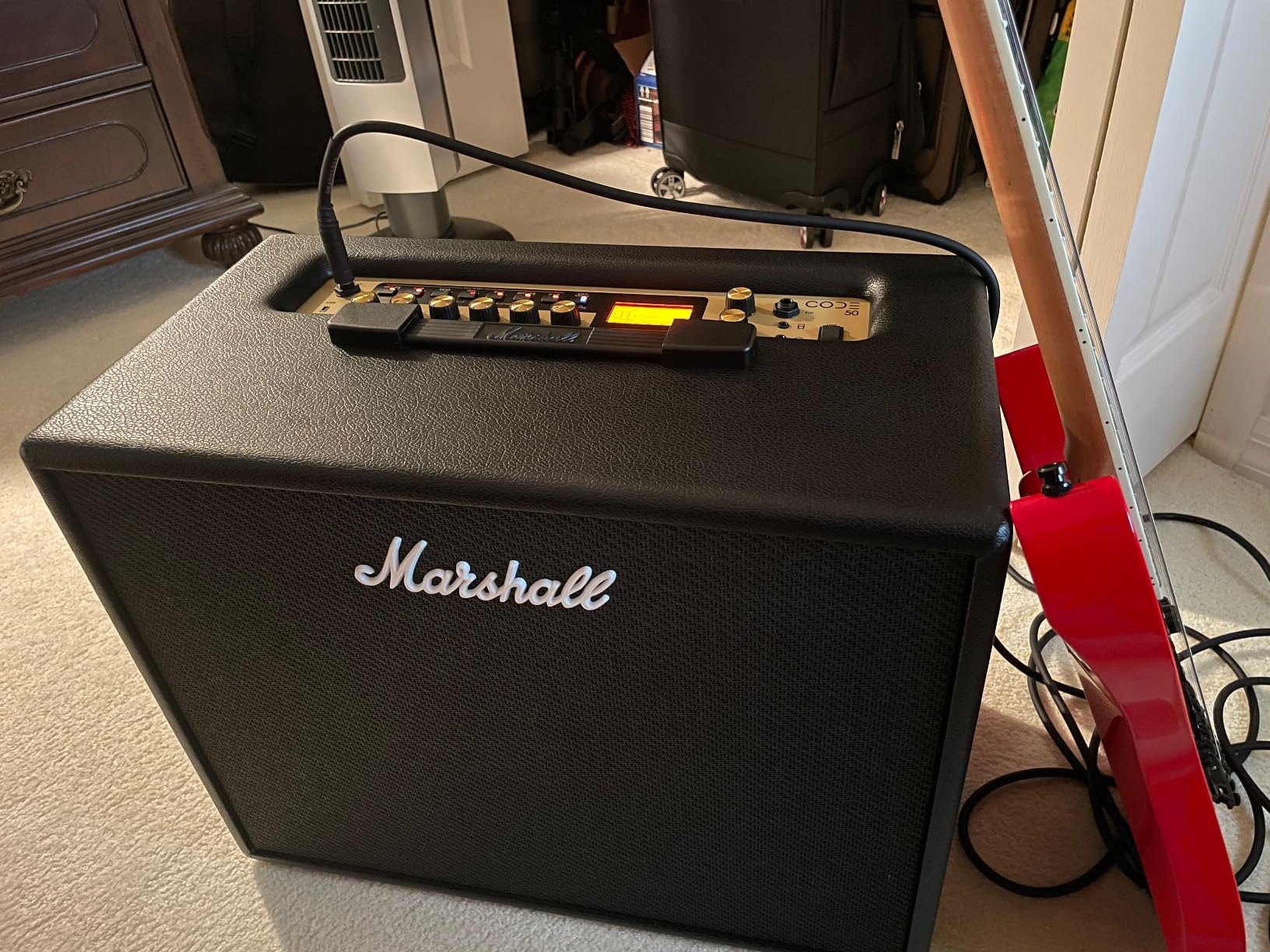 Marshall CODE50 Digital Combo Guitar Amplifier - Digital Effects and 100+ Presets | Preamp and Power Amp Models | 3.5mm Aux Input | Bluetooth Connectivity | 50W Output - Black customer photo 1
