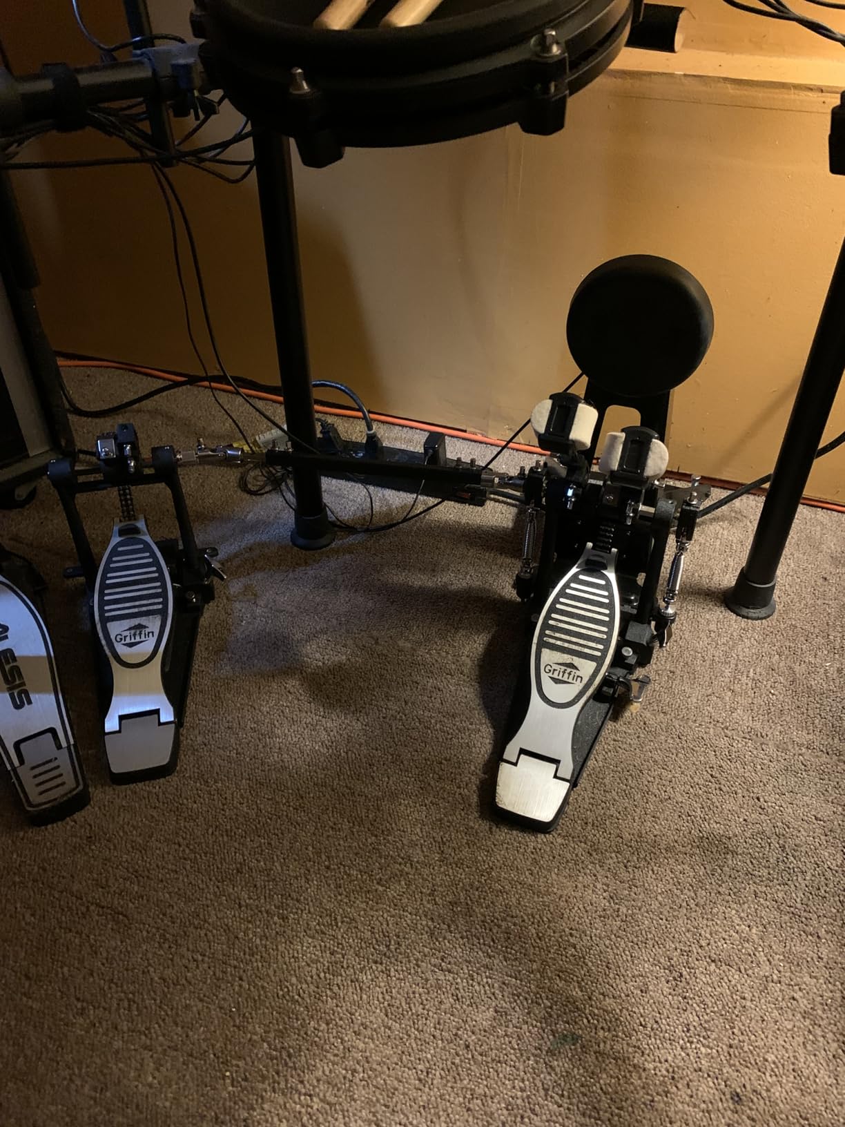 GRIFFIN Double Bass Drum Pedal (Quick-Kick Series) - Heavy-Duty Foot Board Set, Twin Chain with Quad Beaters for Rock & Metal Drumming customer photo 1