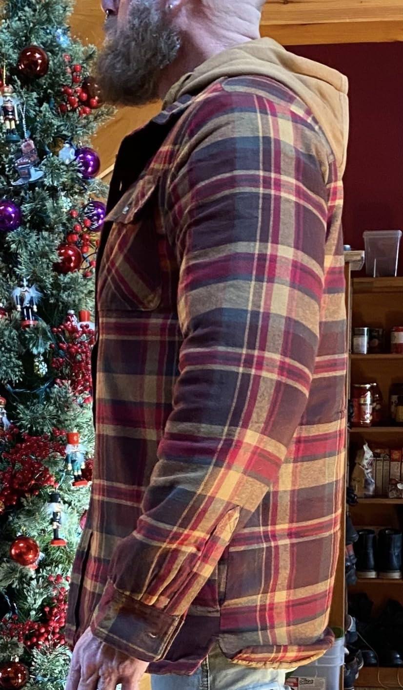 Legendary Whitetails Men's Plaid Flannel Shirt Jacket Quilted with Hood Polyfill Insulated Shacket customer photo 2