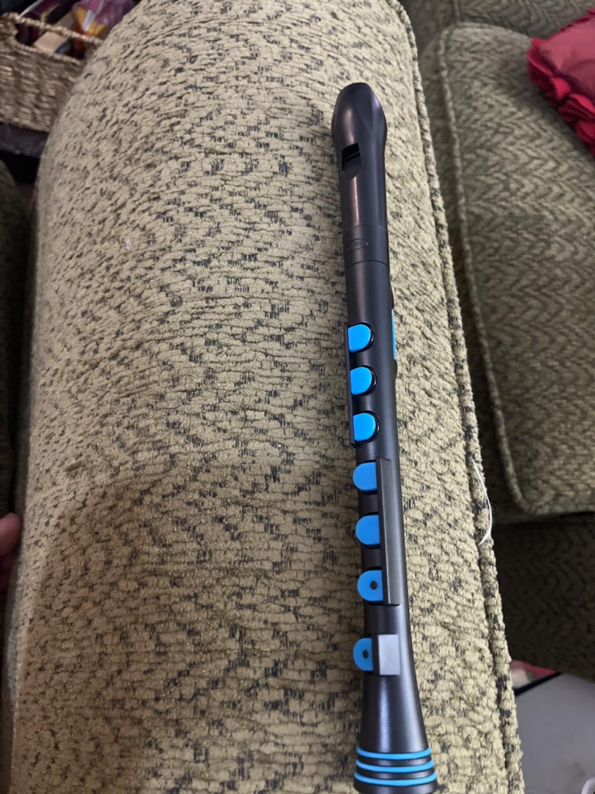 Nuvo Recorder Plus Beginner Wind Instrument - Black/Black, Silicone Key System, Hard Case (Black/Blue) customer photo 1
