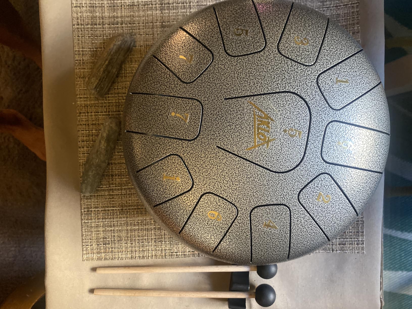 Steel Tongue Drum, AKLOT 10 inch 11 Notes Tank Drum C Key Percussion Steel Drum Kit w/Drum Mallets Note Stickers Finger Picks Mallet Bracket and Gig Bag customer photo 2
