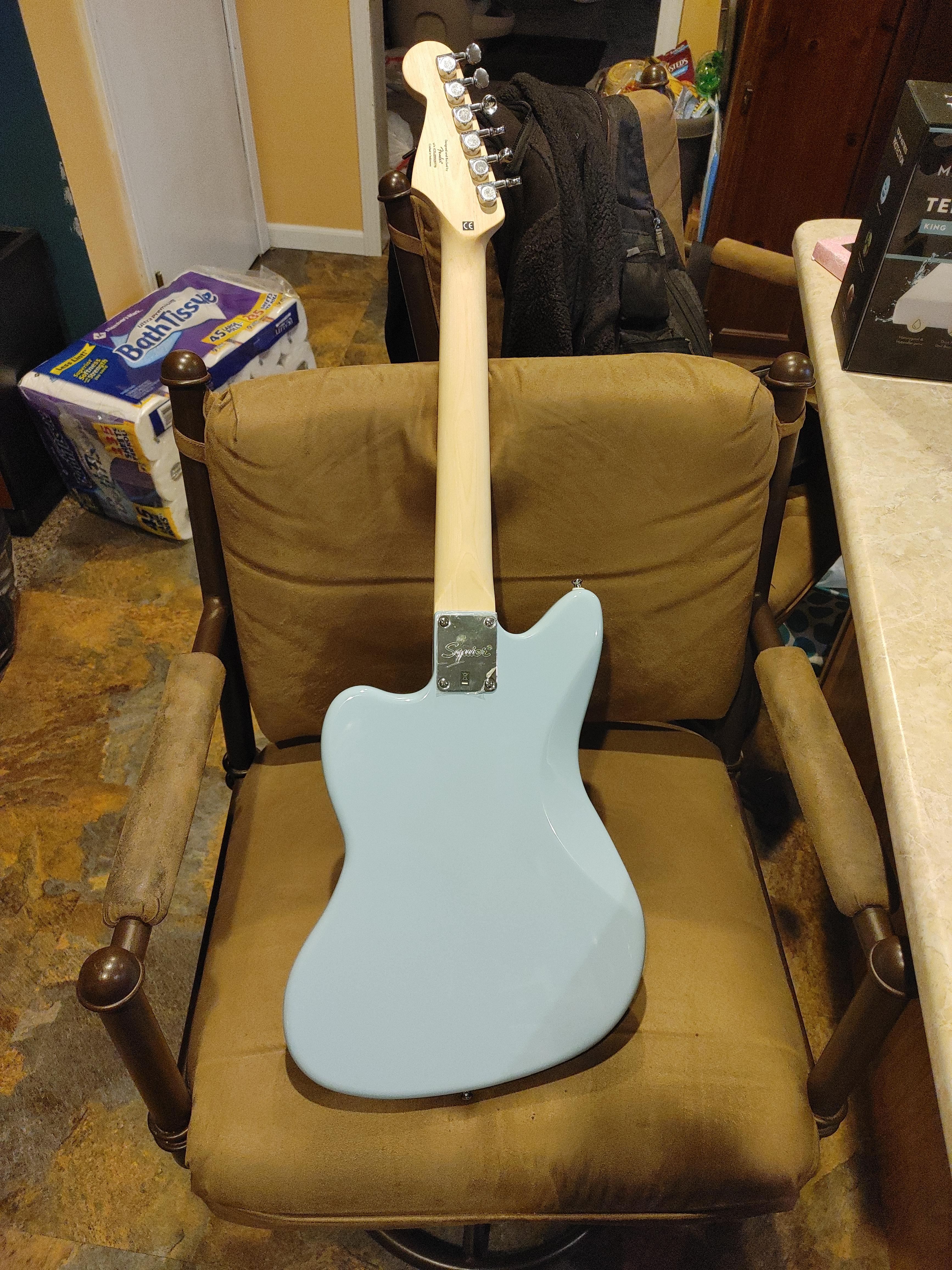 Squier Mini Jazzmaster Electric Guitar, Daphne Blue, Maple Fingerboard customer photo 1