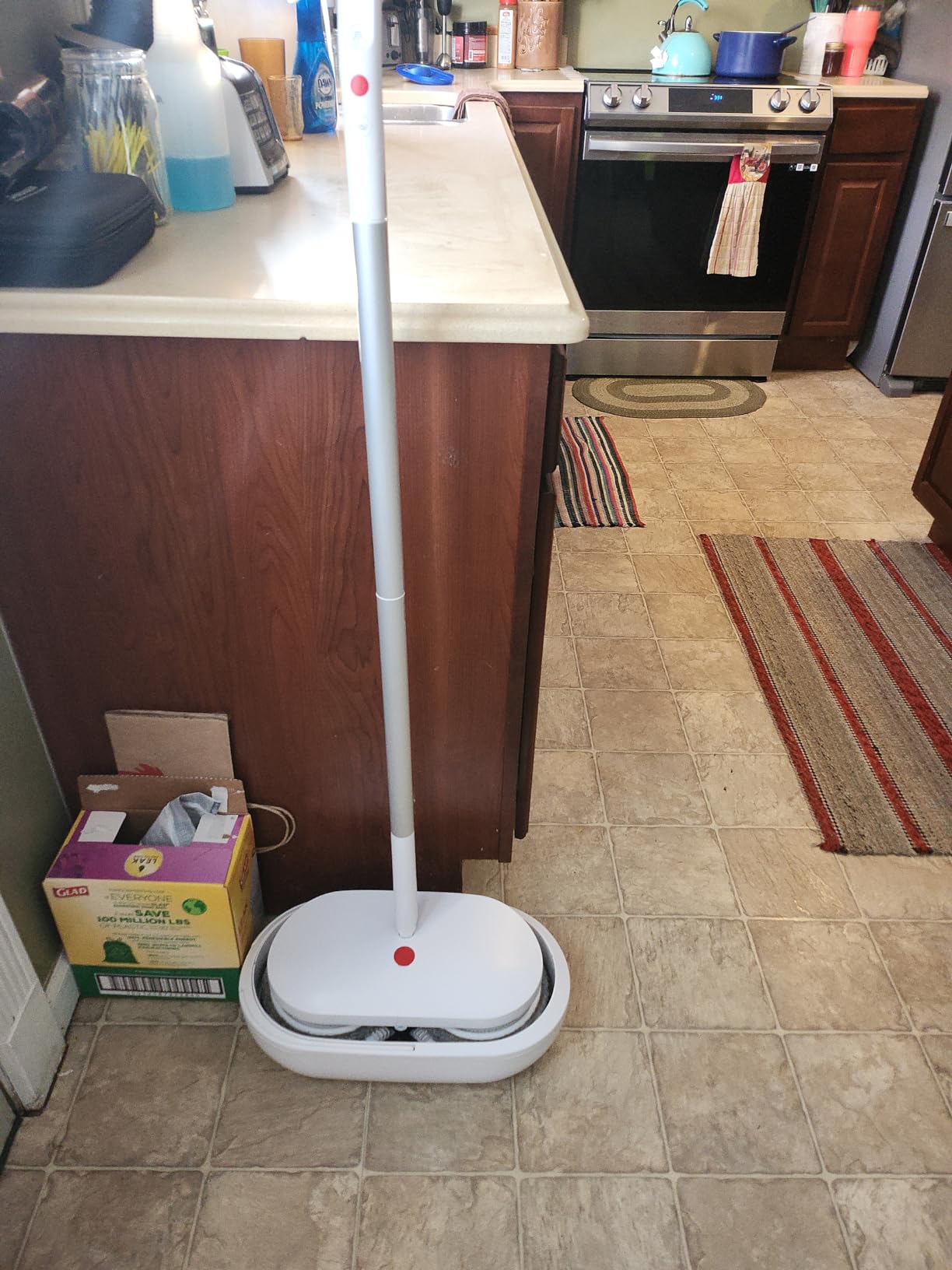 REECOO Cordless Electric Spin Mop Power Mop with 4 Floor Scrubber Pads/Automatic Cleaning Bucket/Water Sprayer, Lightweight & Rechargeable, Suitable for Wooden, Marble, Tile, Hardwood Floor customer photo 1