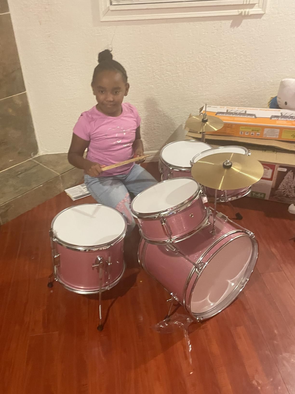 Best Choice Products Kids 5-Piece Beginner Drum Set Junior Kit, Starter Percussion w/Cymbals, Pedal, Drumsticks, Stool, Toms, Snare, Hi Hat - Black customer photo 1
