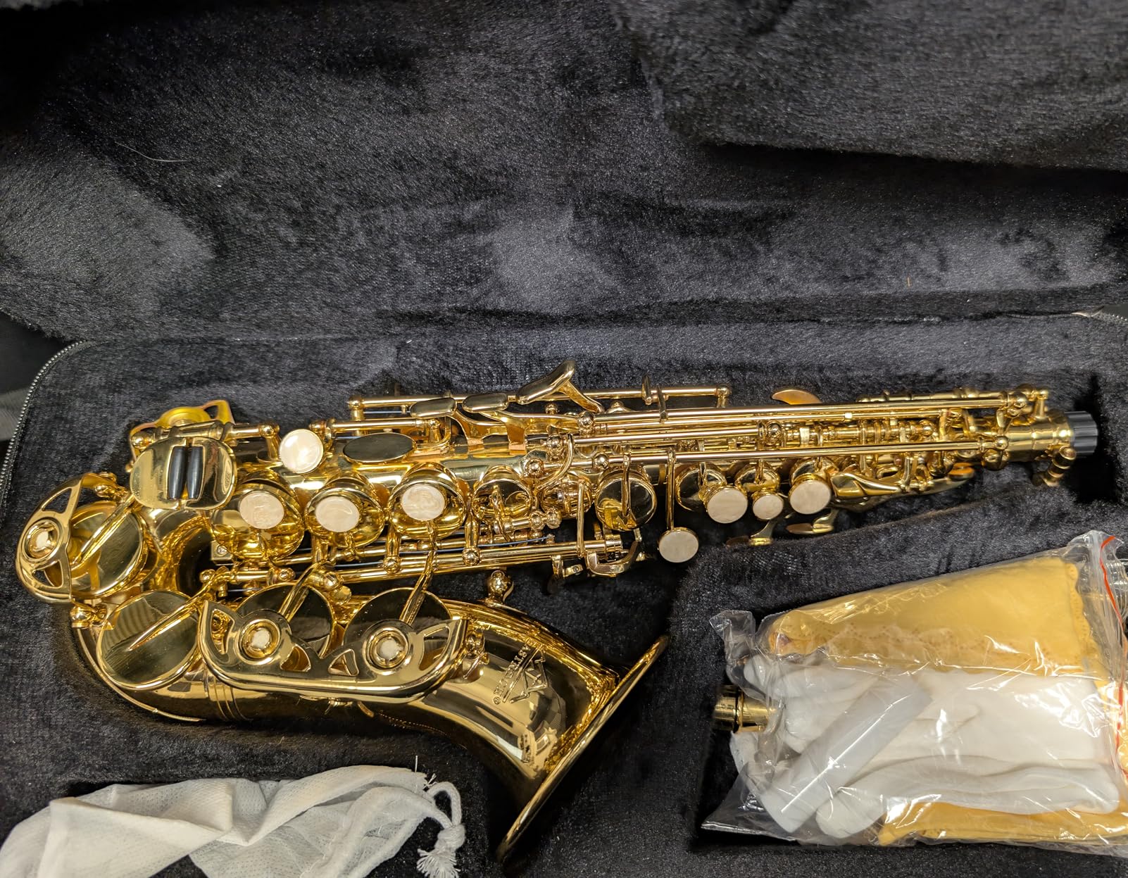 EASTROCK Soprano Saxophone Curved Bb Flat Gold Sax Instruments for Beginners Intermediate Players customer photo 1