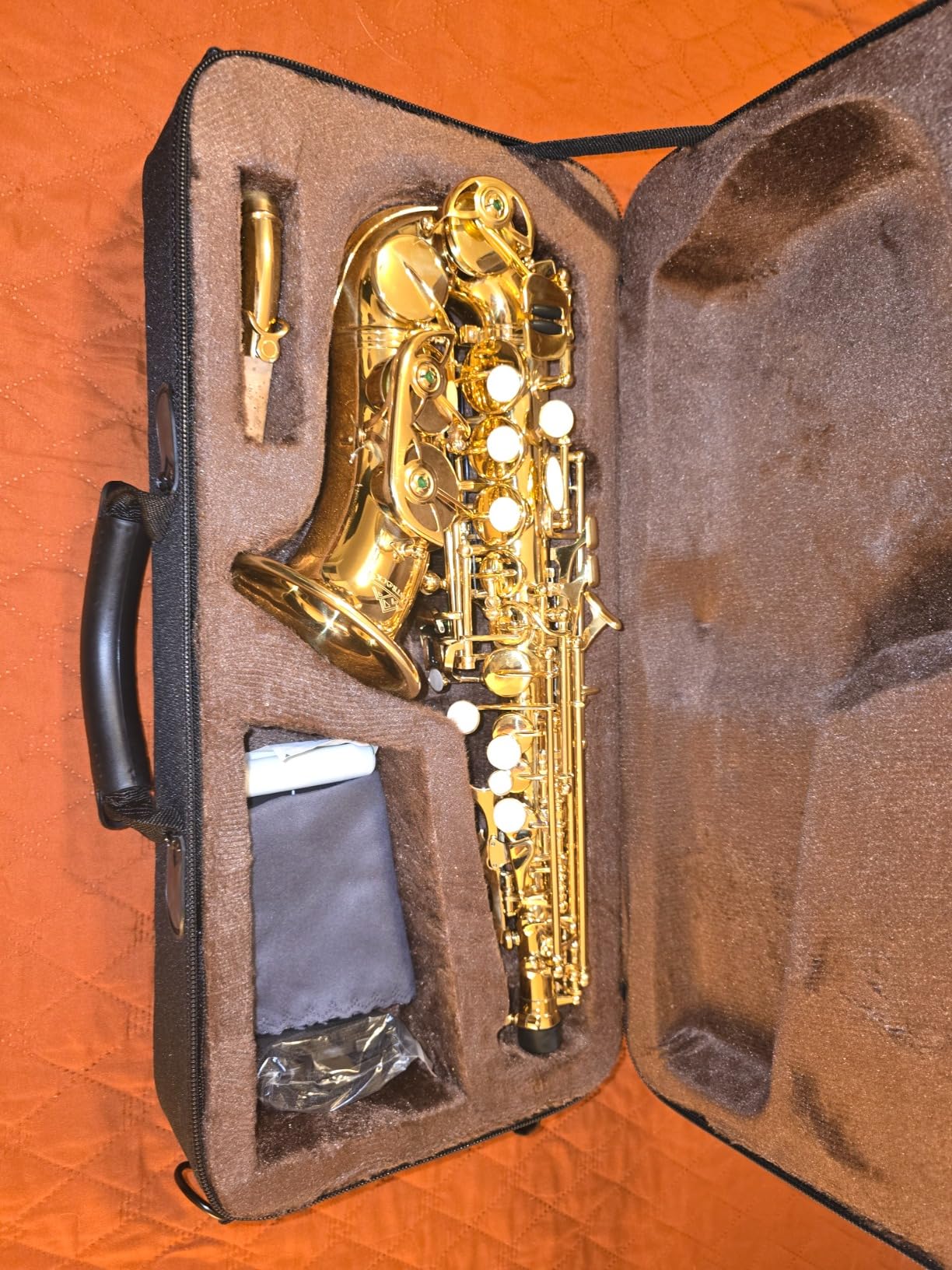 EASTROCK Soprano Saxophone Curved Bb Flat Gold Sax Instruments for Beginners Intermediate Players customer photo 2