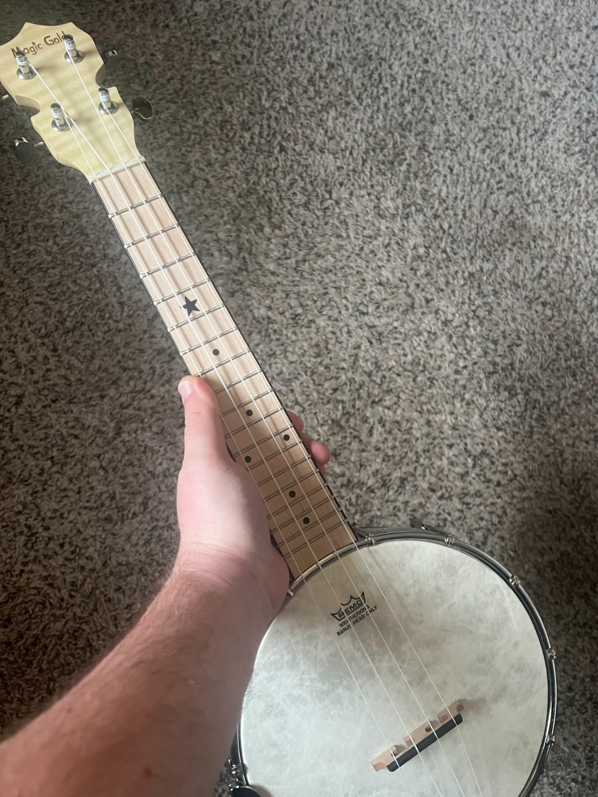 Kmise Tenor Banjolele 4 String Banjo Ukulele 26 inch with Bag Tuner Strap Pickup Ruler Wrench Bridge Brownish Yellow customer photo 1