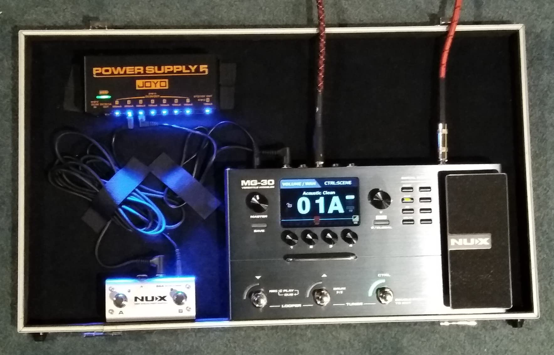 NUX MG-30 Guitar Multi-Effects Pedal Guitar/Bass/Acoustic Amp Modeling Processor, IR Loader, White-Box Algorithm, EFX Routing, 4'' Color LCD, NMP-2 Footswitch Included customer photo 1