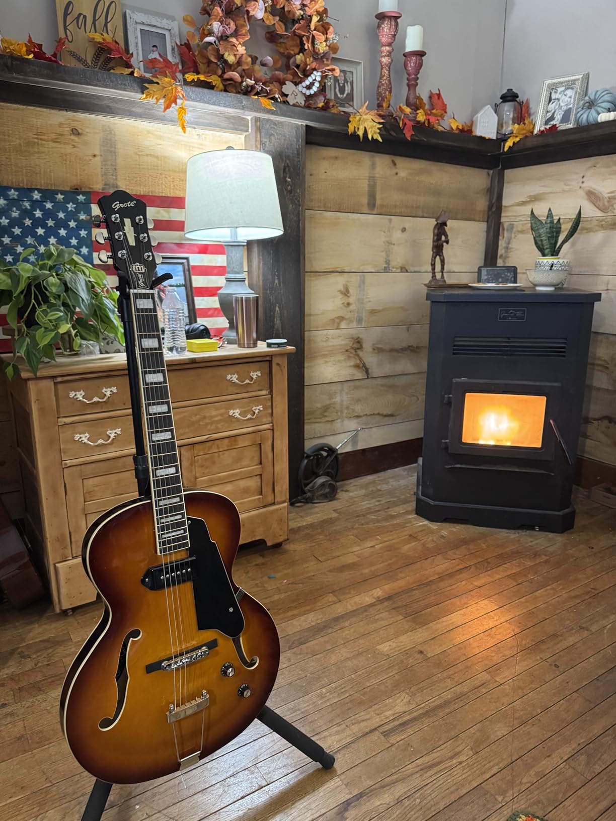 GROTE Jazz Electric Guitar Hollow Body Chrome Hardware P90 pickup (Vintage Sunburst) customer photo 2