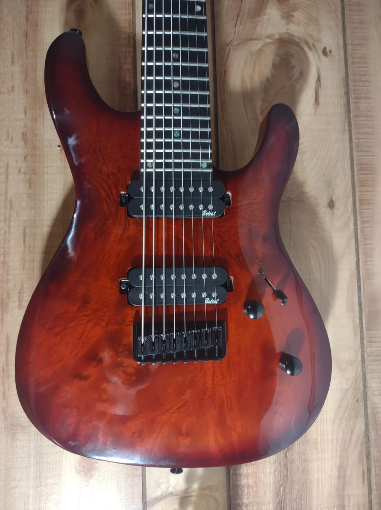 Gstyle 8 String Electric Guitar Burl Poplar Veneer Top Okoume Wood Body Bolt On Maple Neck Poplar Wood Body (ES-800) customer photo 1