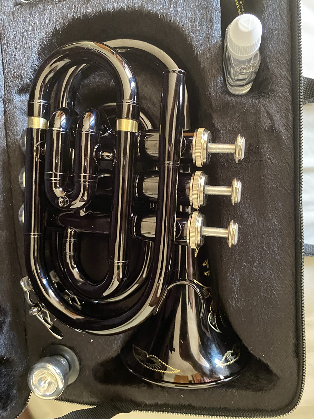 Glory Bb Pocket Trumpet with Case, Cleaning Cloth, Gloves, Black customer photo 1