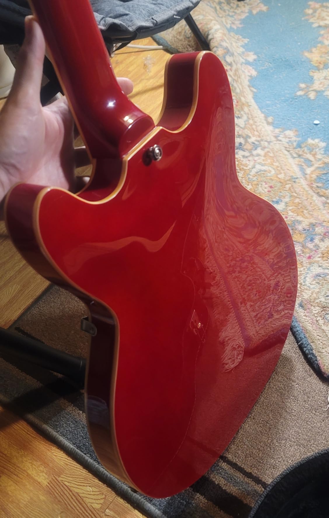 Grote Full Scale Electric Guitar Semi-Hollow Body Guitar Stainless Steel Frets (Natural) customer photo 2
