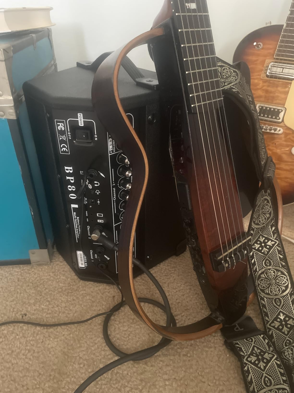 Coolmusic BP80 Battery Powered Acoustic Guitar Amplifier - Portable Bluetooth Speaker 100W, 6 Inputs, 3 Band EQ, Black (3-Year Warranty) customer photo 2