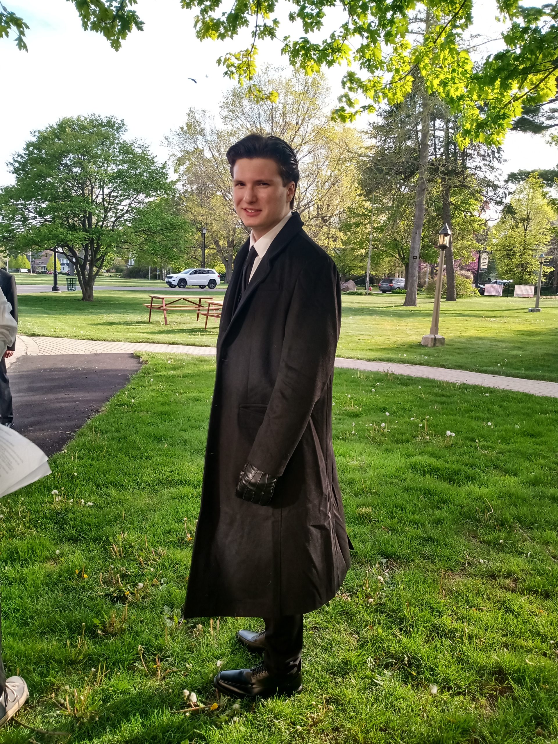 ebossy Men's Wool Blend Full Length Overcoat Single Breasted Long Coat with Flap Pocket customer photo 2