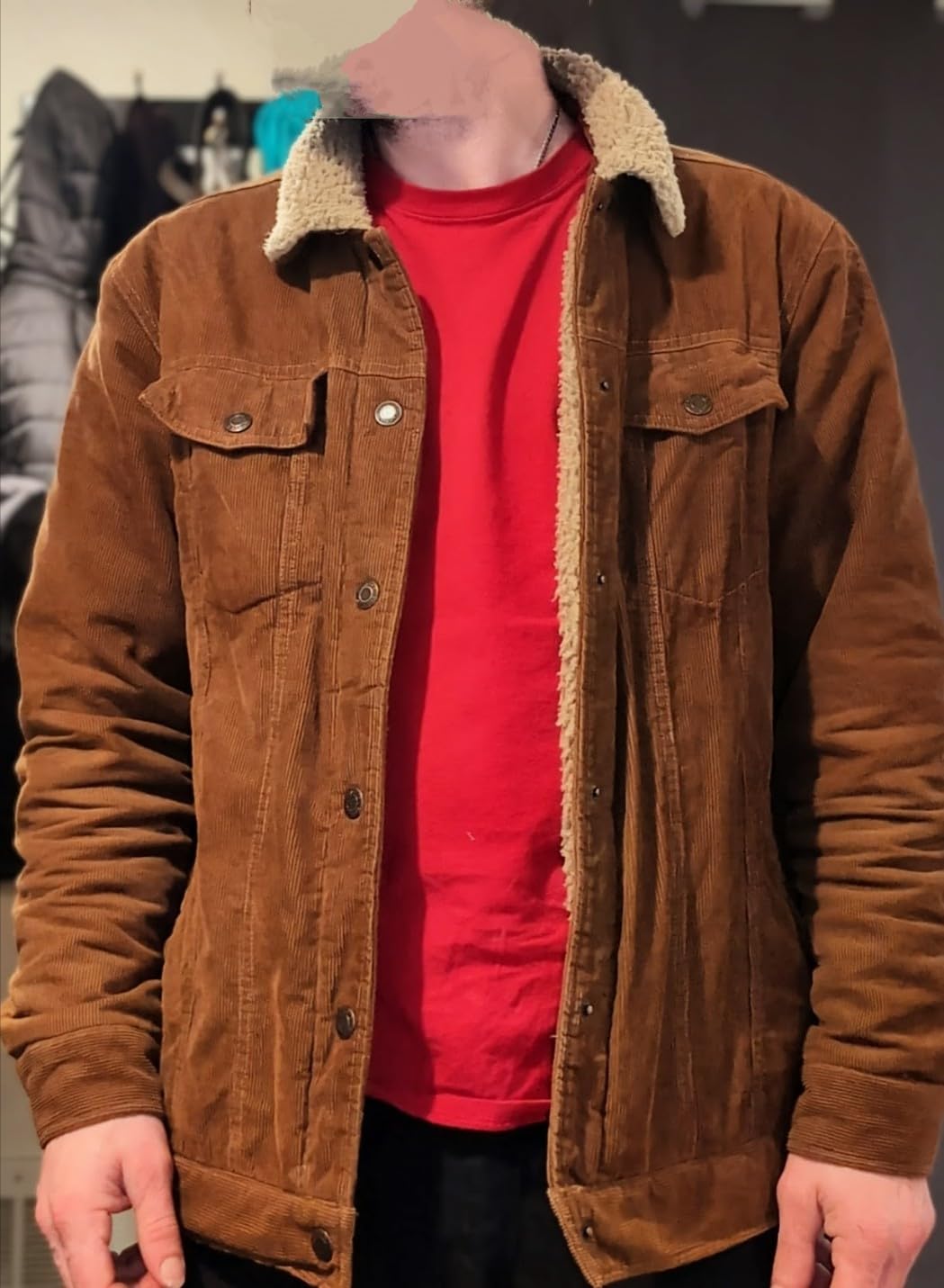 MAGCOMSEN Men's Corduroy Jacket Winter Sherpa Lined Warm Thick Trucker Cargo Coat with 5 Pockets customer photo 1
