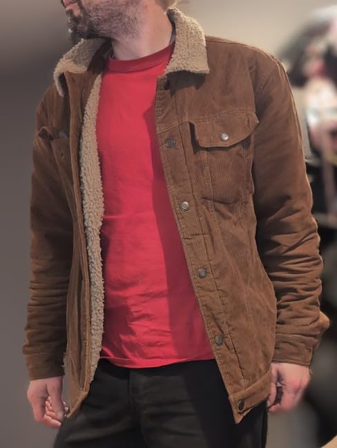MAGCOMSEN Men's Corduroy Jacket Winter Sherpa Lined Warm Thick Trucker Cargo Coat with 5 Pockets customer photo 2