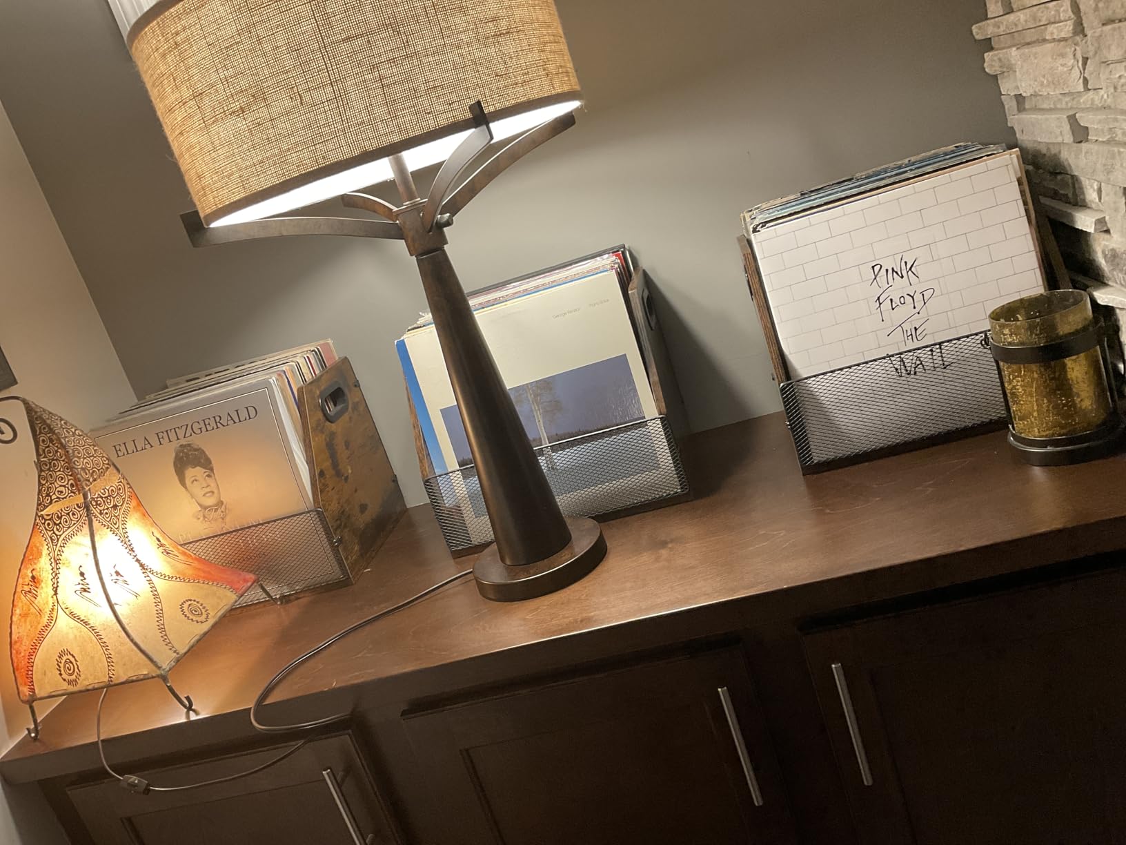Homeiju Vinyl Record Storage, Record Box Case Crate, Vinyl Record Album Holder, Desktop Metal & Wooden LP Record Crate, Holds up to 60 Records（Patent No.D1024563） customer photo 1