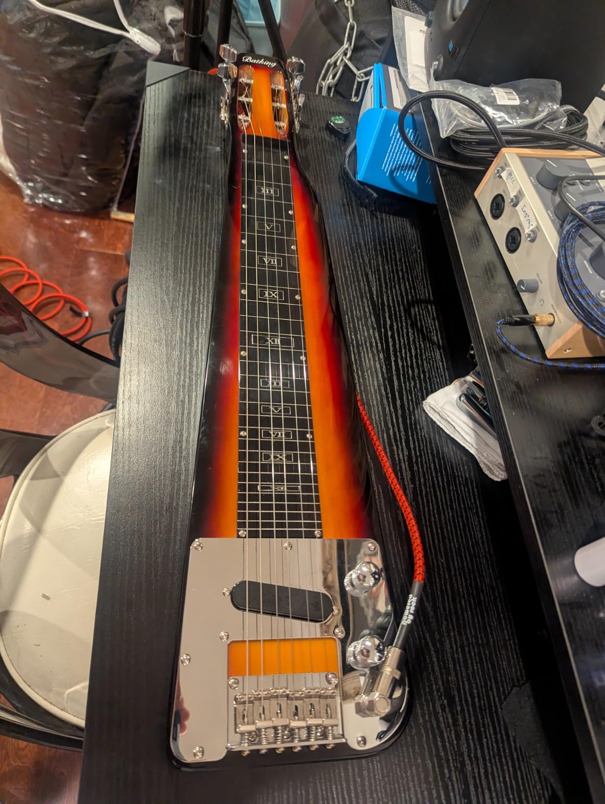 Batking Lap Steel Guitar 6 String Slotted Head Stock Electric Slide Guitars Light Blue Colour customer photo 1