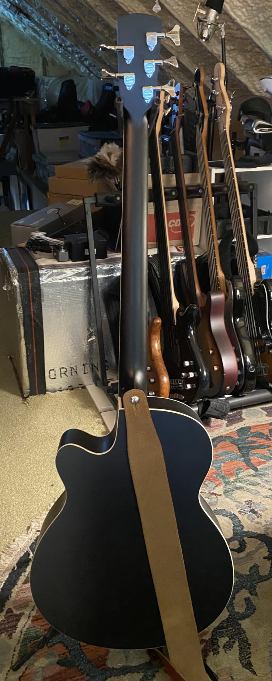TARIO Fretless 5 String Electric Acoustic Bass, Spruce Top Mahogany Back & Sides customer photo 1