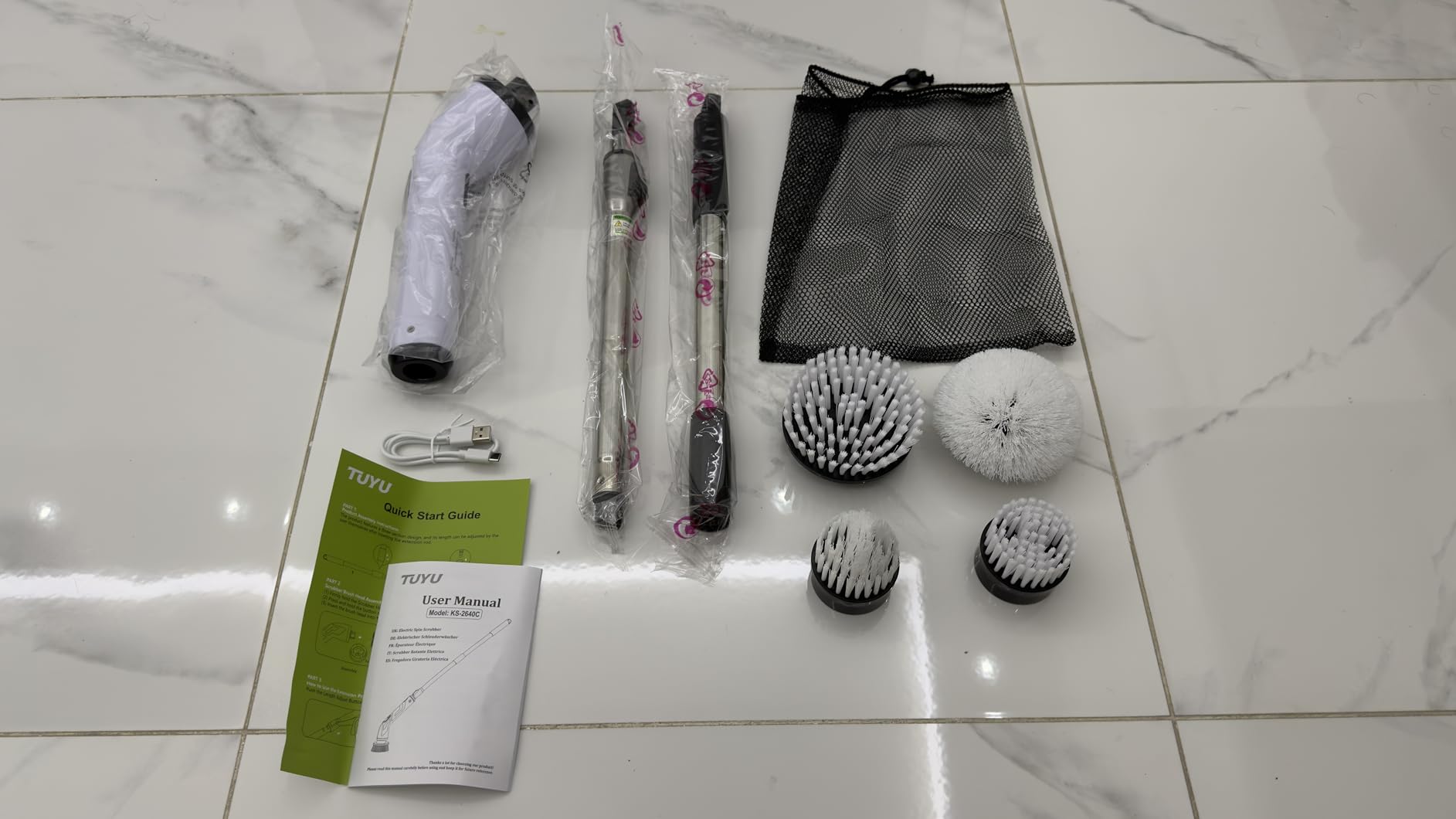 TUYU Electric Spin Scrubber, IPX7 Full-Body Waterproof Cordless Cleaning Tool with Adjustable Extension Handle customer photo 2