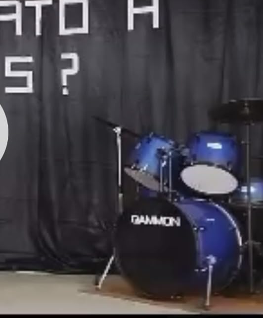 Gammon Percussion Full Size Complete Adult 5-Piece Drum Set with Cymbals, Stands, Stool, and Sticks - Silver customer photo 1