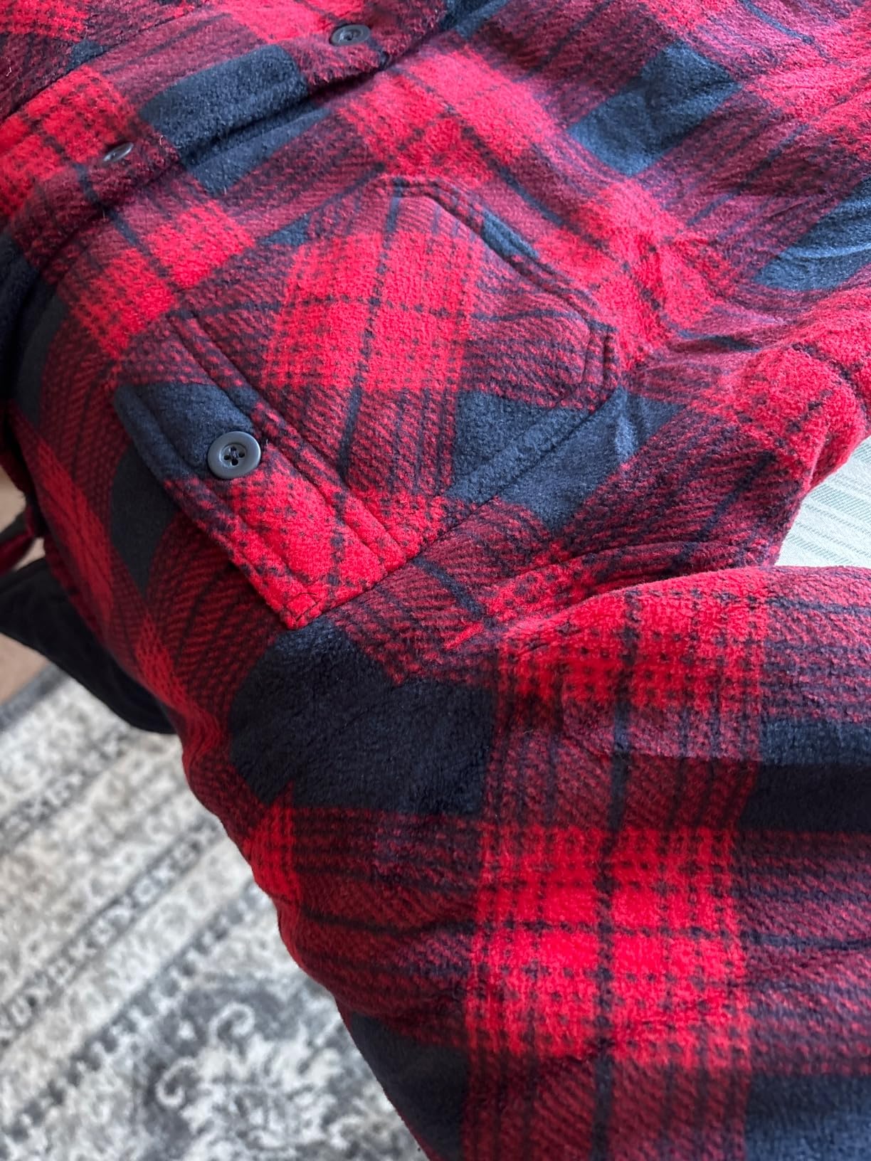 HODOSPORTS Mens Flannel Shirts Jacket Fleece Sherpa Lined Heavyweight Button Down Plaid Shirts Coat Long Sleeve with Pockets customer photo 2