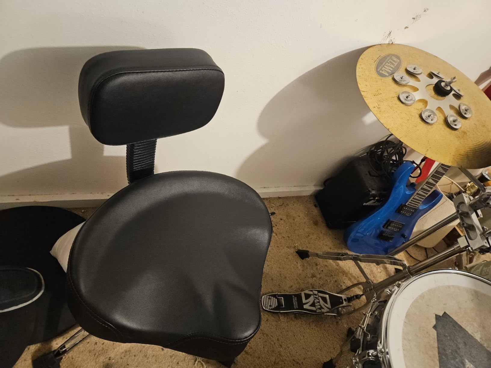Drum Throne with Backrest, Heavy Duty Adjustable Hydraulic Drum Chair Motorcycle Style Seat Drum Stool for Drummer Adults customer photo 1