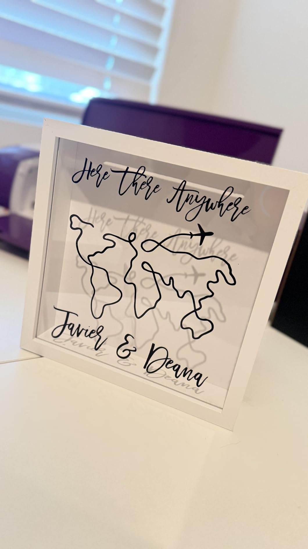 Travel Adventure Archive Shadow Box For Memories,8&12Inch Concert Travel Ticket Stub Memory Top Loading Shadow Keepsake Box With Slot On Top,life In a Shadow Box Travel Frame (White, 8x8) customer photo 2