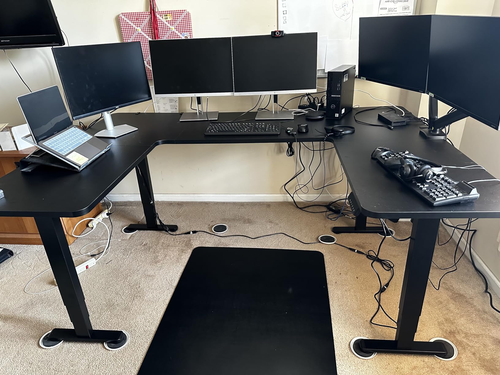 VIVO Black U-Shaped 83 x 60 in Standing Desk, DESK-E4UBB | Electric, Large, Sit Stand, Height Adjustable, Memory Controller, Black Top, Black Frame customer photo 1