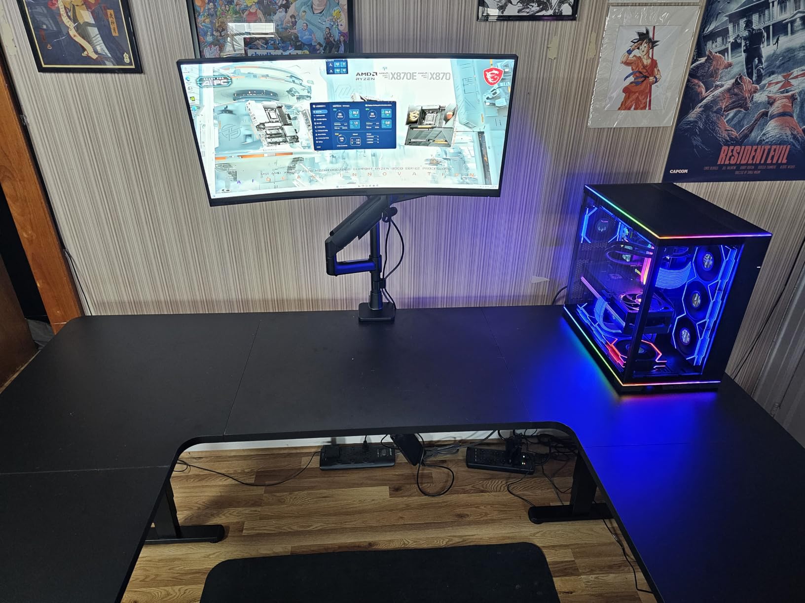 VIVO Black U-Shaped 83 x 60 in Standing Desk, DESK-E4UBB | Electric, Large, Sit Stand, Height Adjustable, Memory Controller, Black Top, Black Frame customer photo 2