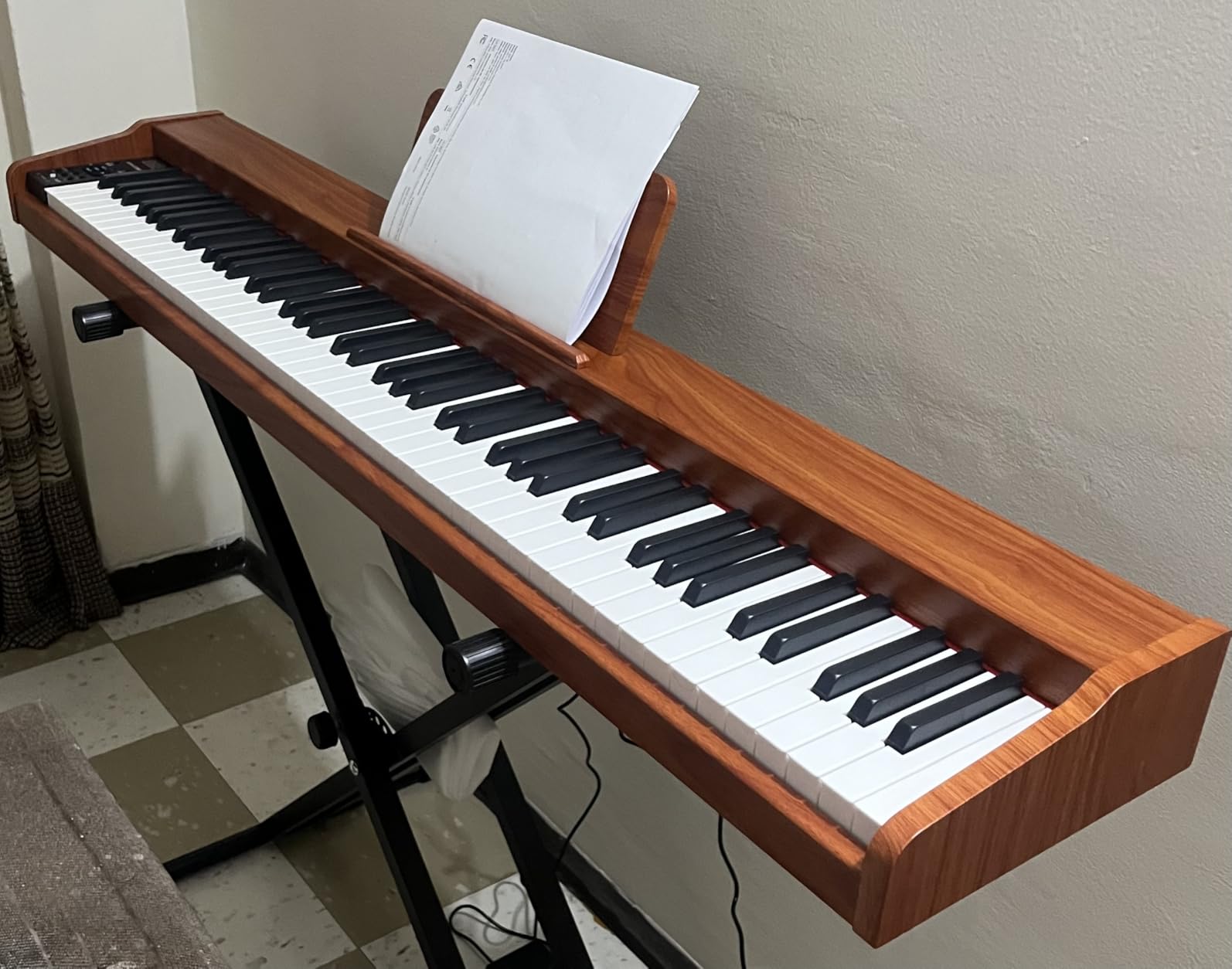 Donner DEP-1S Piano Keyboard 88 Keys, Beginner Digital Piano with 88 Key Velocity-Sensitive Keyboard, Record, Bluetooth, Chord, Bundle With Piano Stand, Piano Stickers, Sustain Pedal, Retro Wood Color customer photo 2
